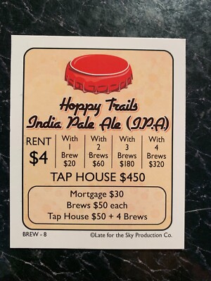 Monopoly   BREWOPOLY  Happy Trails IPA   TITLE DEED CARD  Game Replacement