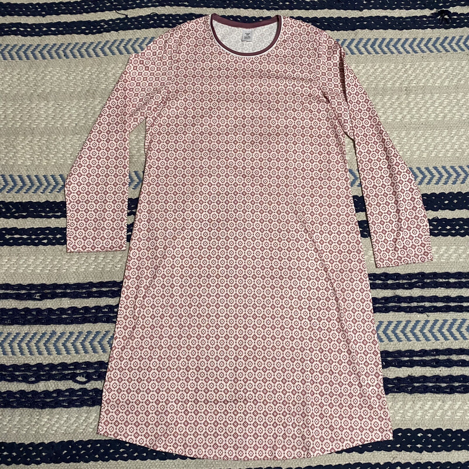 Calida Switzerland Long Sleeve Night Gown Sleepshirt Geometric Pattern Size XS eBay