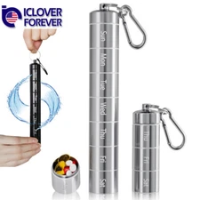 7 Day Travel Pill Organizer Weekly Metal Case Portable Box Container Waterproof
