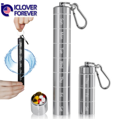 #ad #ad 7 Day Travel Pill Organizer Weekly Metal Case Portable Box Container Waterproof $10.99