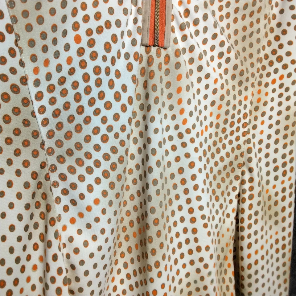 Tail Tech 高尔夫女式背心 M 码橙色米色几何图案眼睛无袖拉链 — 第 3/4 张图片