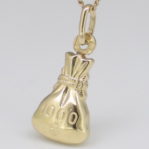 Yellow Gold LUCKY MONEY BAG CHARM Guaranteed Genuine 9ct 9k Gold - Foto 7 di 10