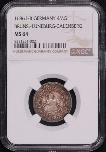 1686 HB German States Brunswick-Lüneburg-Calenberg Silver 4 MG KM-27 NGC MS-64