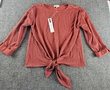 Set the Stage Women 3/4 Sleeve Round Neck Color Coral Clay Size Small New