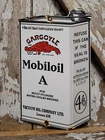 VINTAGE MOBIL PORCELAIN SIGN MOBILOIL A ADVERTISING CAN GARGOYLE MOTOR OIL LUBE