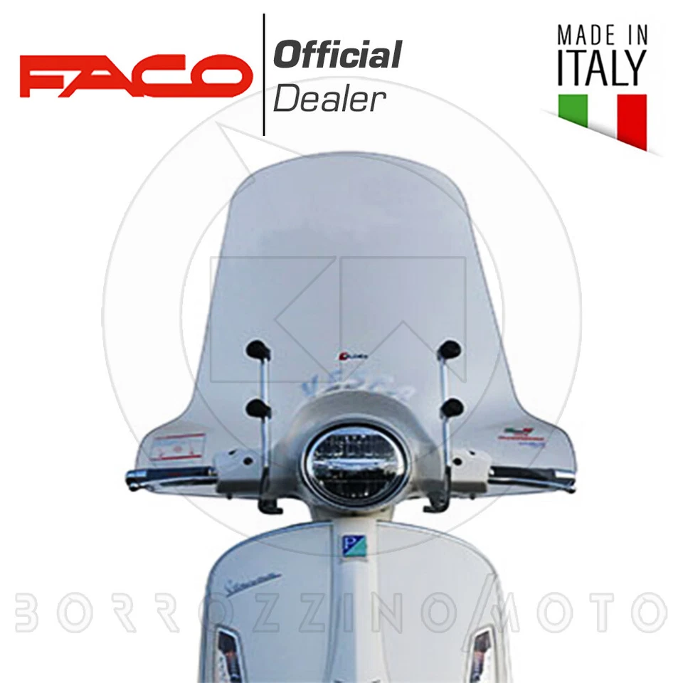 PARABREZZA ALTO FACO + KIT ATTACCHI PER PIAGGIO VESPA GTS 125-250-300 - Immagine 2 di 3
