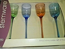 HOME Target Set of 4 Cordials Stemware-5 oz.-Assorted Colors-Handblown Glass