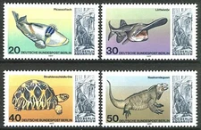 ANIMALS MNH fauna Zoo 1977 West Germany Berlin aquarium, reptils fish dinosaurs
