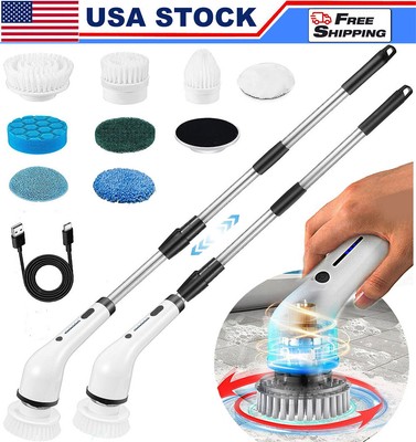 Electric Spin Scrubber - 8 Replaceable Brush Heads Shower Cleaner Brush 2 Speeds