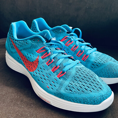 Nike Flyknit  Lunar Trainer+ Lunaron Midsole Blue Lagoon Crimson Sample Promo 10