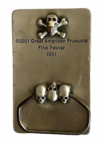 Great American 2001 Rock Star Belt Buckle For 1.5 Inch Belt Fine Pewter W Skulls - Picture 4 of 4
