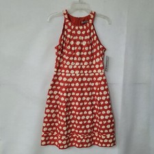 Eliza J Dress Womens 6 Red Print Fit & Flare Pockets Sleeveless Back Zip Lined