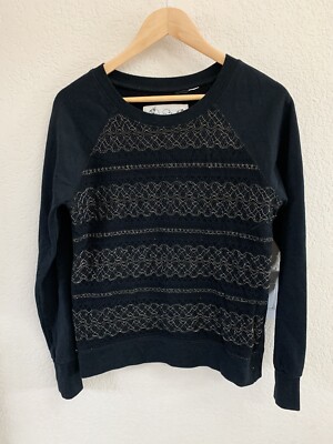 Threads 4 Thoughts Sustainable Apparel Black Metallic Sweatshirt Size L