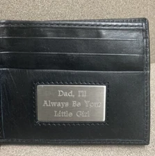 Things Remembered Always Dads Little Girl Double Bifold Black Leather Wallet