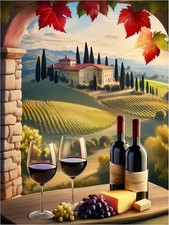 Tile Mural Wine Themed Tuscany Vineyard Kitchen Wall Backsplash Marble Ceramic
