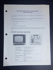 Vintage HP 82912A 82913A Video Monitor Instruction Sheet 5957-3331 1/83