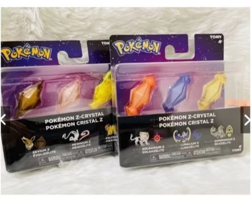 RARE Pokemon Z-Crystals 3-Pack - Eevium Mewnium Z - Takara Tomy New Sealed