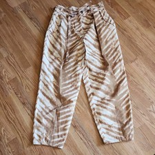 Ulla Johnson Tapered High Waist Pants Gold Cream Burn Out print Sz 8