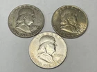 1949 - P, D,S Franklin Half Dollar - Lot of 3- 90% Silver