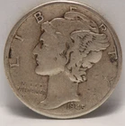 USA, 1945-P Mercury Dime, KM140, silver, Fine, NR, 2-1