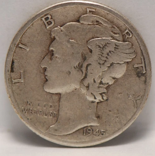 USA, 1945-P Mercury Dime, KM140, silver, Fine, NR, 2-1