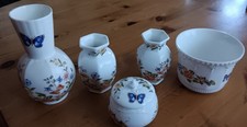 AYNSLEY - COTTAGE GARDEN - 3  Vases & 1 Lidded Pot & 1 Plant Pot - MINT