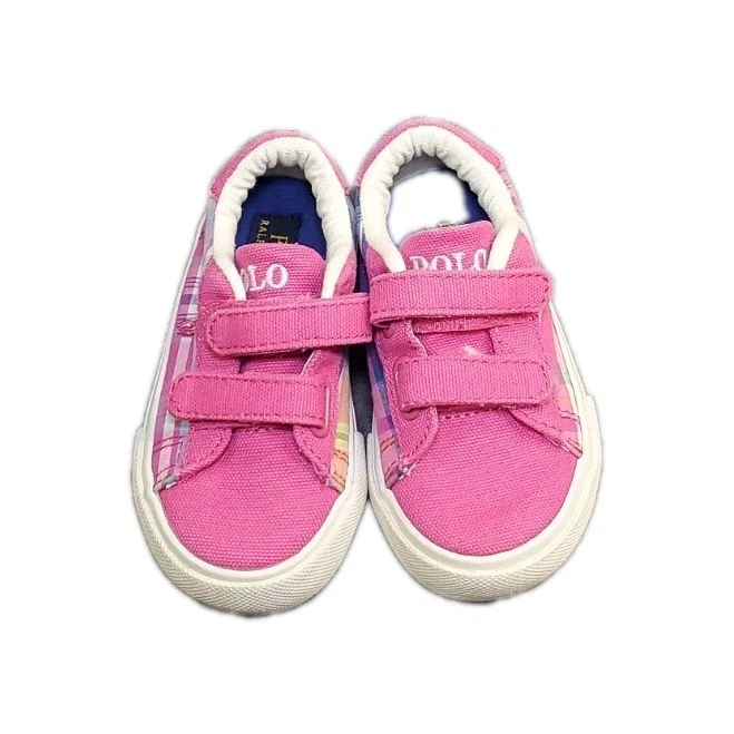 Polo Ralph Lauren Sz 6 Toddler's Girl Easten EZ II Sneaker Pink Pony Za3 - Image 3 of 4