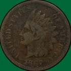 1867 Indian Head Cent Fine F Coin, Minor Corrosion #39705
