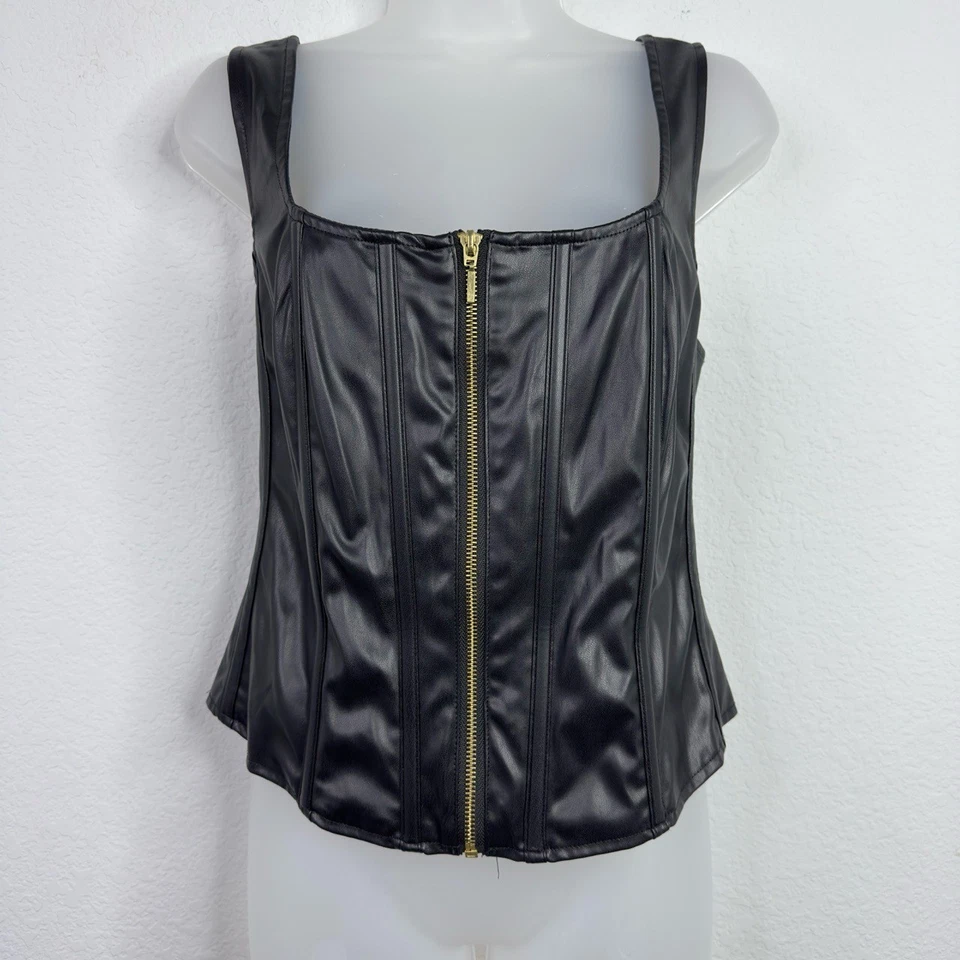 Corsé Torrid Mujer 1X Negro Imitación Cuero Cremallera Completa Moto Gótico Y2K Edgy Punk Foto 3 de 4
