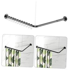 L Shaped Shower Curtain Rods, Adjustable 23''-69'' X 23''-69'' Corner Black