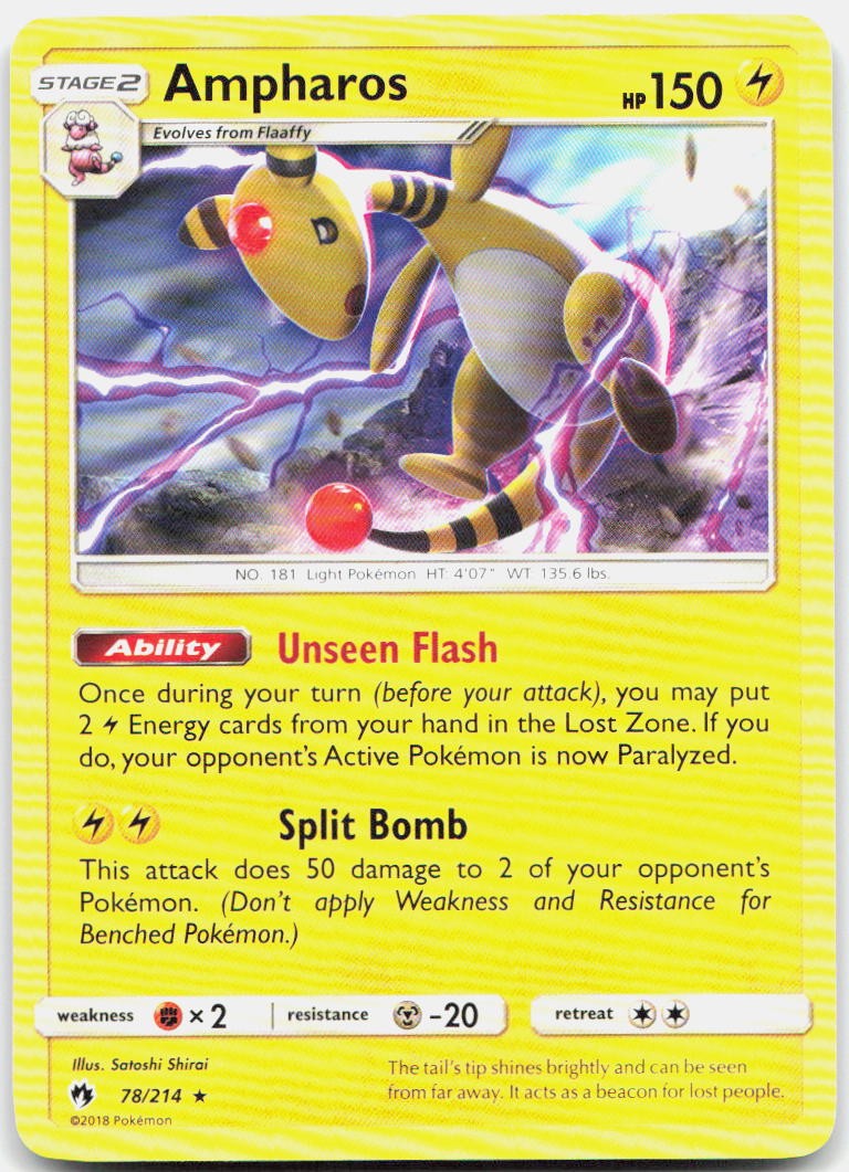 Ampharos (SM Lost Thunder) 78/214 Rare Deck Exclusives Pokemon LP