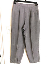 Talbots Womens Dress Pants 12 Navy Blue White Houndstooth Career Office Vtg