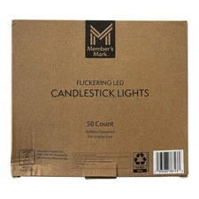 Member's Mark Flickering Battery Op Indoor LED Candlestick Lights, 50 Ct, 40.8Ft