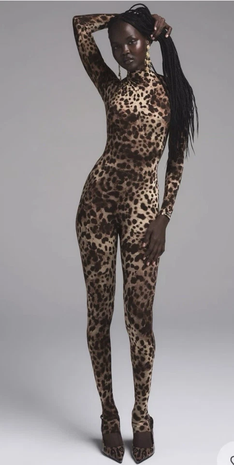 Macacão Dolce & Gabbana x Skims leitoso transparente pescoço falso leopardo RARO NOVO - Imagem 3 de 4