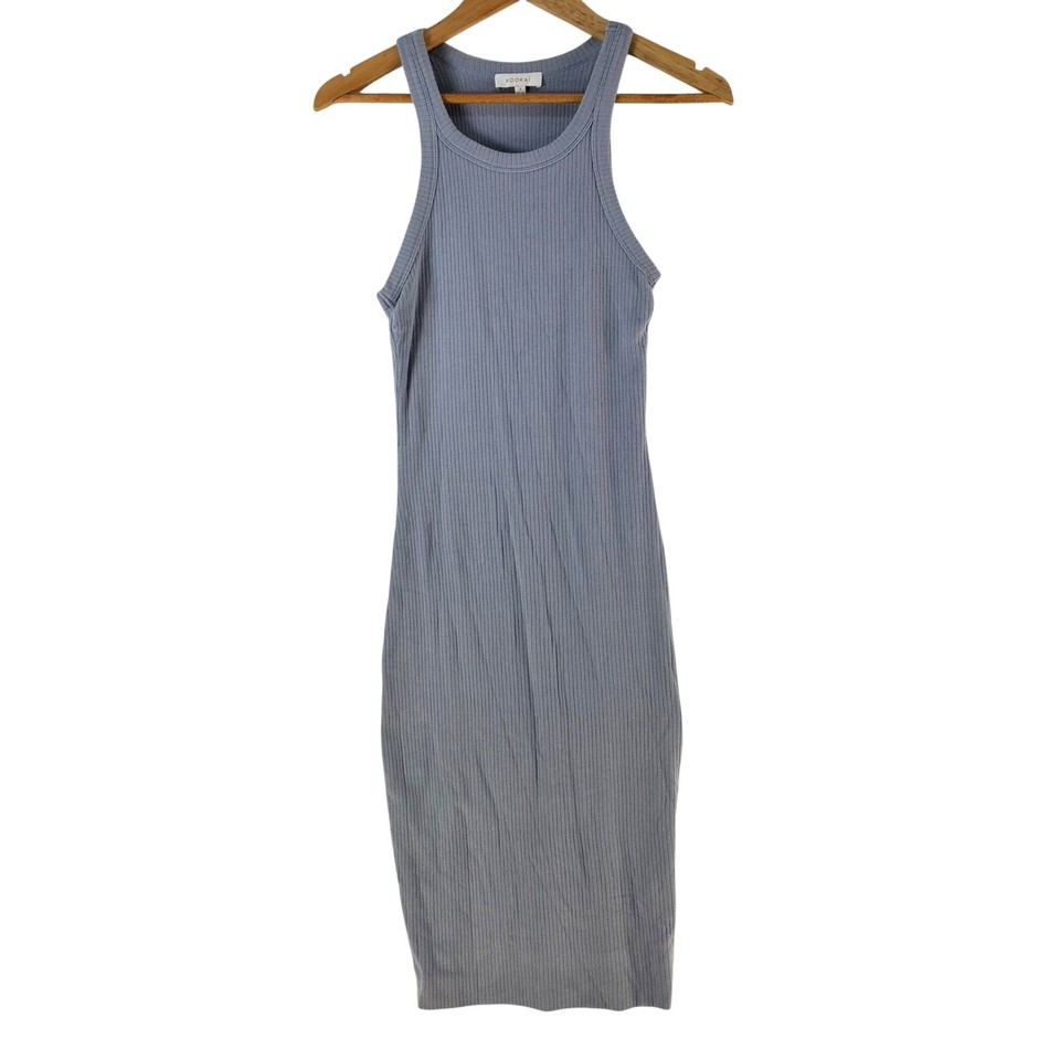 Kookai Dress Womens 0 au 6-8 Blue Rib Knit Tank Sleeveless Bodycon Midi 137005
