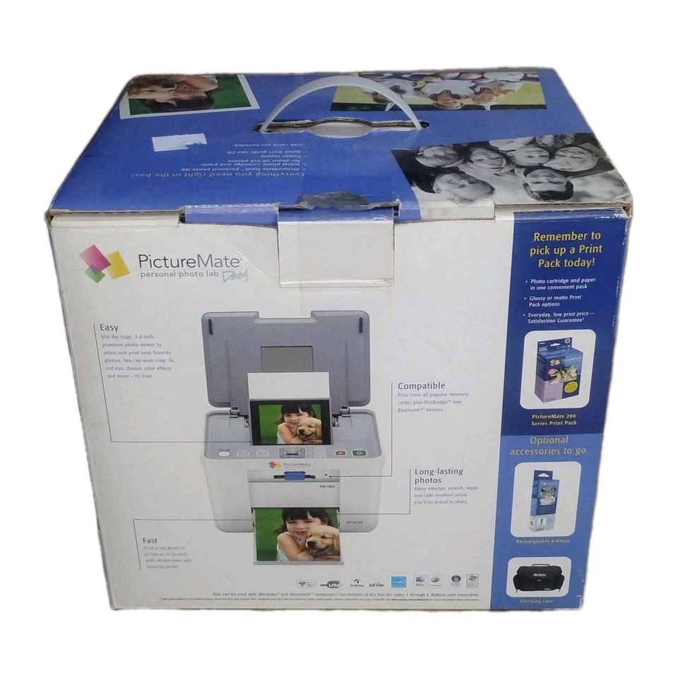 Epson PictureMate PM260 Personal Photo Lab Printer w/ Box, Cords & Manual - Image 4 of 4