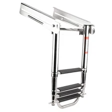 4 Step Swim Platform Sliding Deck Boat Ladder Stainless Steel Underside Ladder