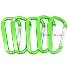 LOT OF 10 GREEN 2.25" CARABINER SPRING D BELT CLIP KEY CHAIN ANODIZED ALUMINUM
