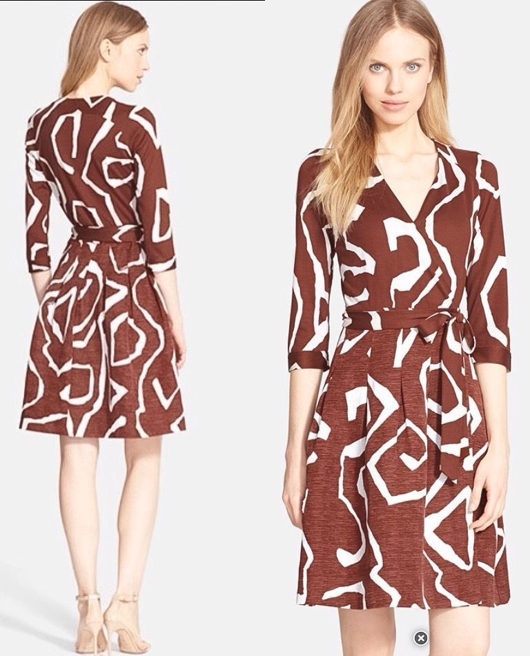 diane von furstenberg wrap dress brown DVF Diane Von Furstenberg Linda Wrap V-neck Minidress | Brown