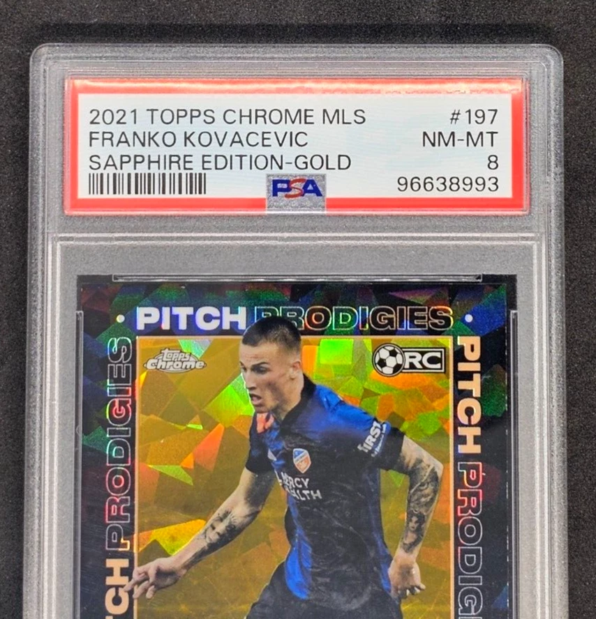 FRANKO KOVACEVIC 2021 TOPPS CHROME MLS #197 SAPPHIRE EDITION GOLD #26/50 PSA 8 - Image 3 of 4