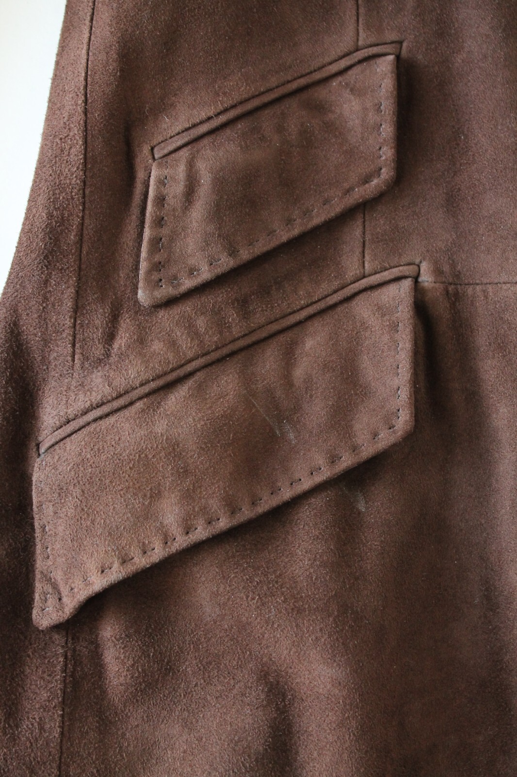 Polo Ralph Lauren Dark Brown Suede Coat 3/4 Leather Jacket Size L Made in Italy image 4