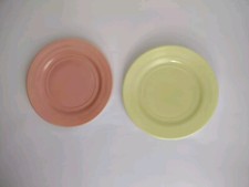 Hazel Atlas Glass New CENTURY Little Hostess Pink  Yellow Child's Plates
