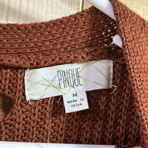 Pinque Stitch Fix Cardigan Sweater Women Medium Artisan Rust Knit Open Front NWT - Picture 4 of 8
