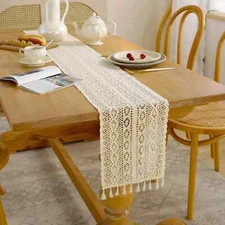 Cotton Lace Beige Table Runner Home Country Party Coffee Dining Table Decor