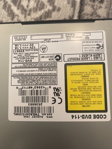 Pioneer 10x/40x 5th generation Dvd-rom drive, code dvd-114 august 1999 - 第 2/10 張圖片