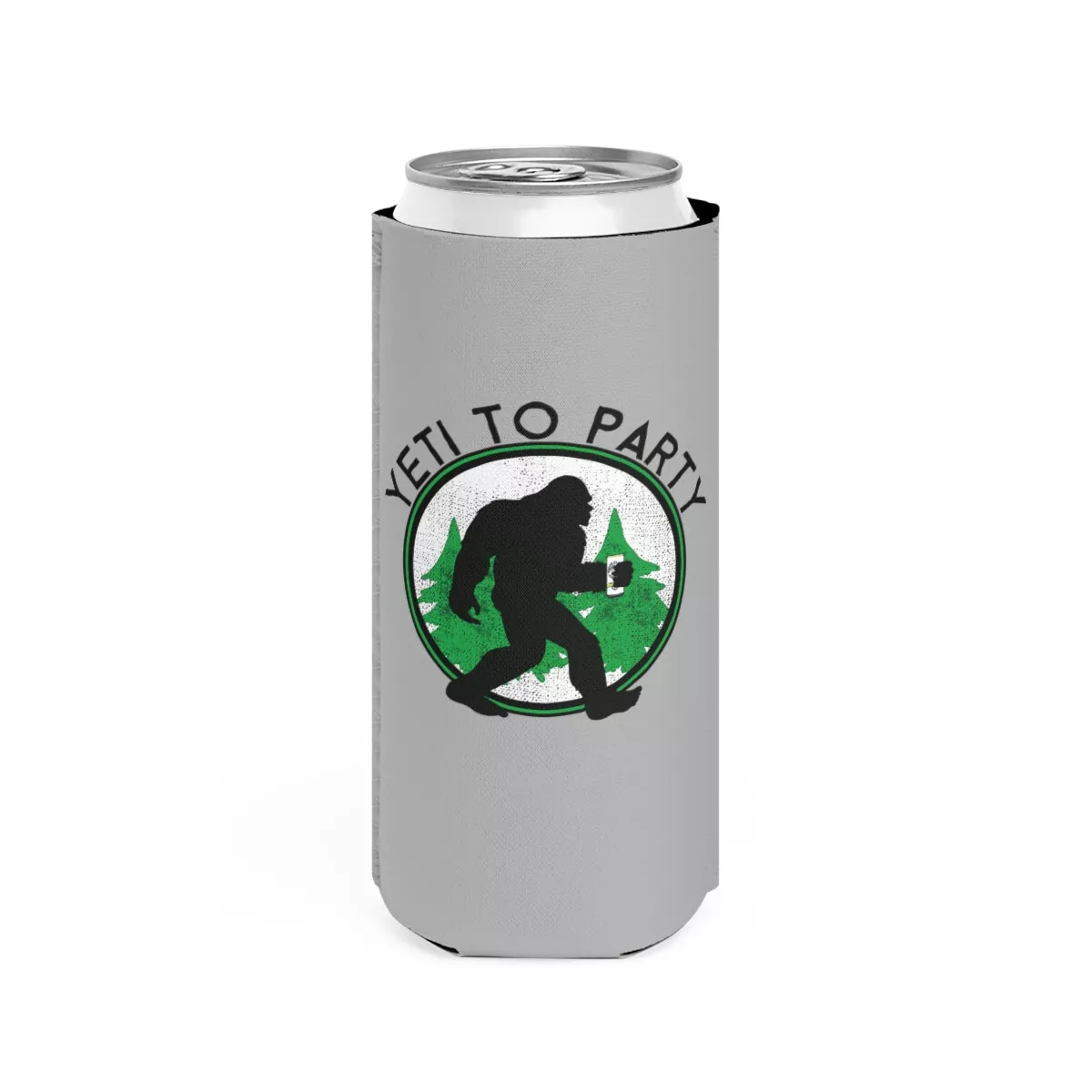 YETI TO PARTY WHITE CLAW Funny Koozie Bigfoot Sasquatch Slim Can Cooler