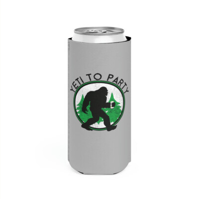 YETI TO PARTY WHITE CLAW Funny Koozie Bigfoot Sasquatch Slim Can