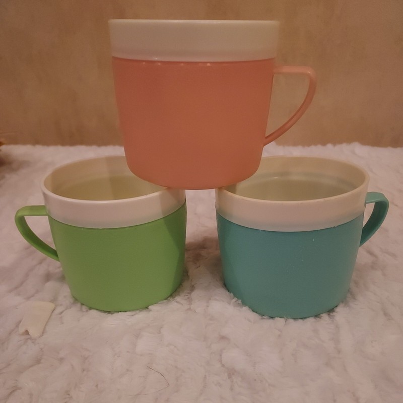 Vintage MCM 1950s Bolero Therm-O-Ware Mugs Cups Lot 3 Pastel Colors