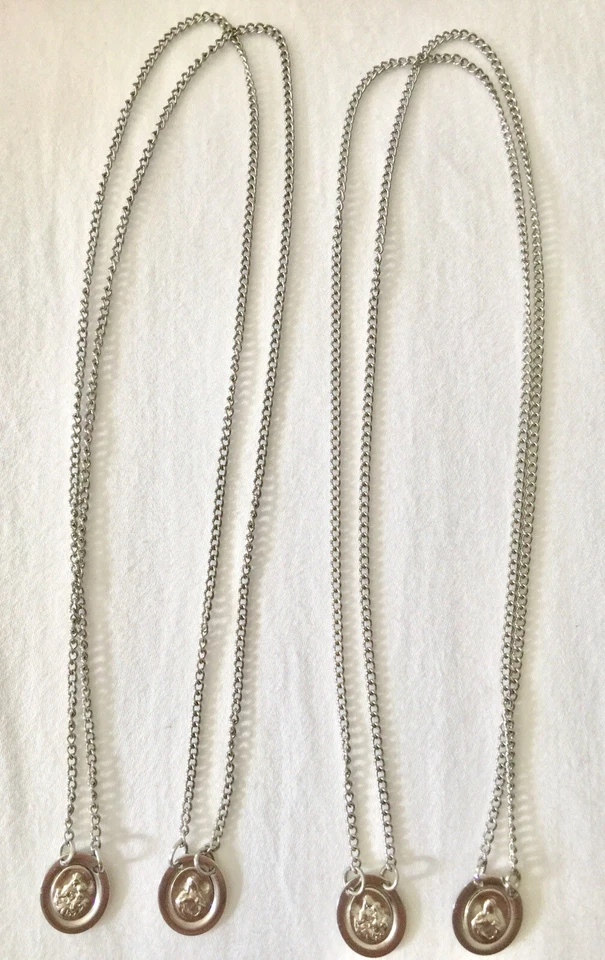 2 Collar Virgen María y Jesús Capas Plata Fe Dije Nuevo.