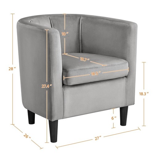 Contemporary Velvet Barrel Accent Chair Cozy Living Room Armchair Easy Assembly - Picture 8 of 9